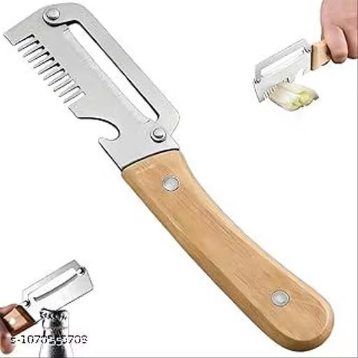PeelMate 3-in-1 Wooden Peeler, Shredder & Bottle Opener