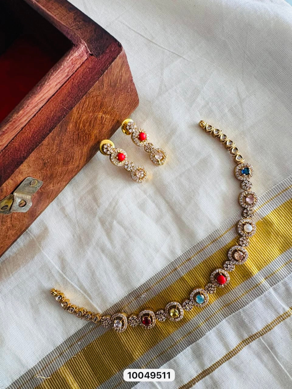 Anchor Multi color stone necklace