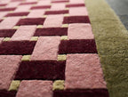 Berry Basketweave - Hand-Tufted Modern Geometric Rug with Olive Border