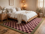 Berry Basketweave - Hand-Tufted Modern Geometric Rug with Olive Border