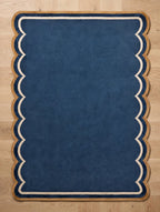 Coastal Scallop – Navy Blue Hand-Tufted Scalloped Edge Rug