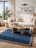 Coastal Scallop – Navy Blue Hand-Tufted Scalloped Edge Rug