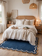 Coastal Scallop – Navy Blue Hand-Tufted Scalloped Edge Rug