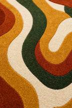 Retro Groove – 70s Wavy Hand-Tufted Wool Rug in Mustard, Terracotta & Forest Green