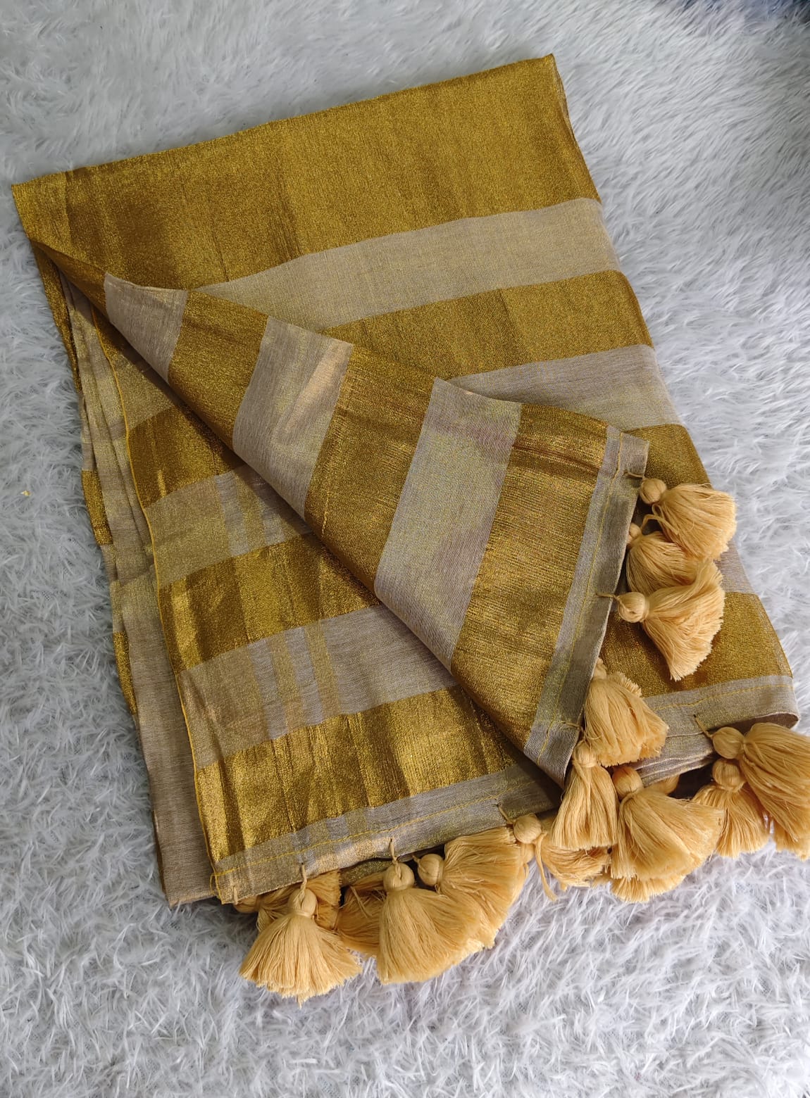 Anchor Linen Tissue Gold Saree