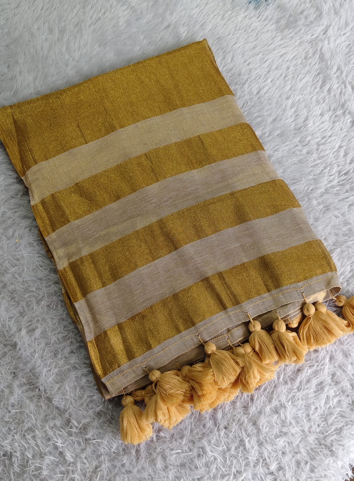 Anchor Linen Tissue Gold Saree
