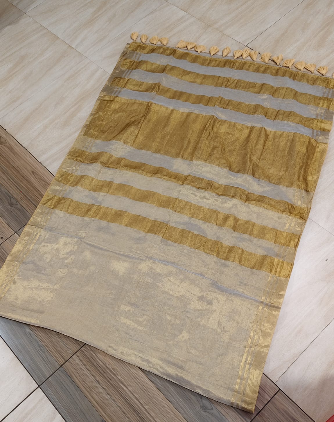 Anchor Linen Tissue Gold Saree