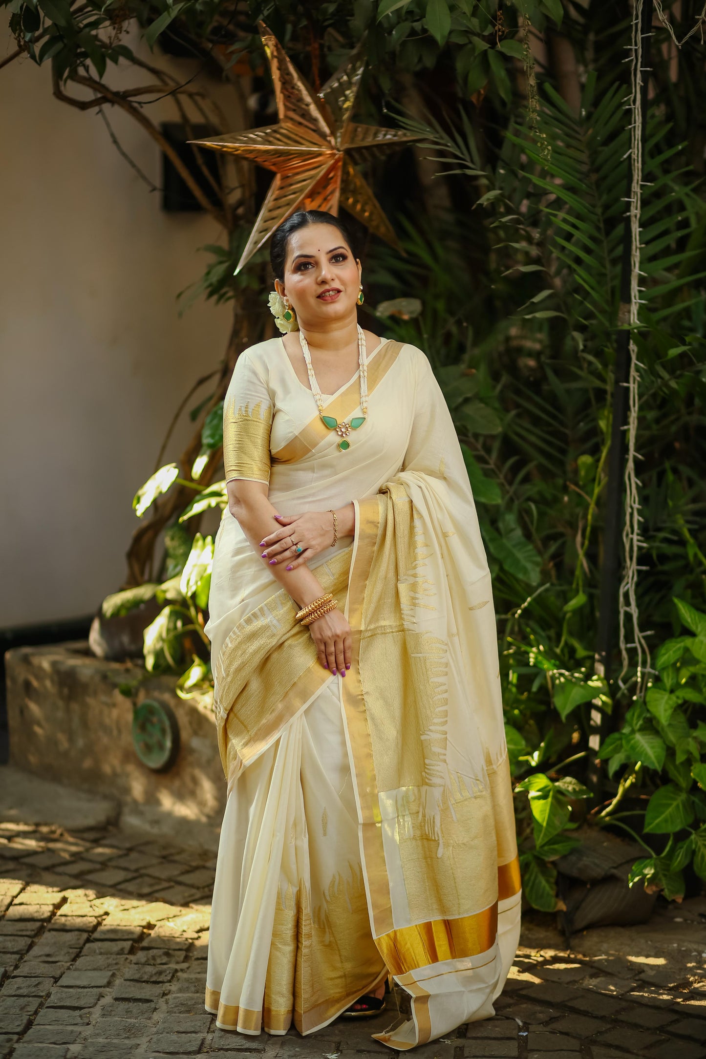Anchor Fire Embroidery Saree