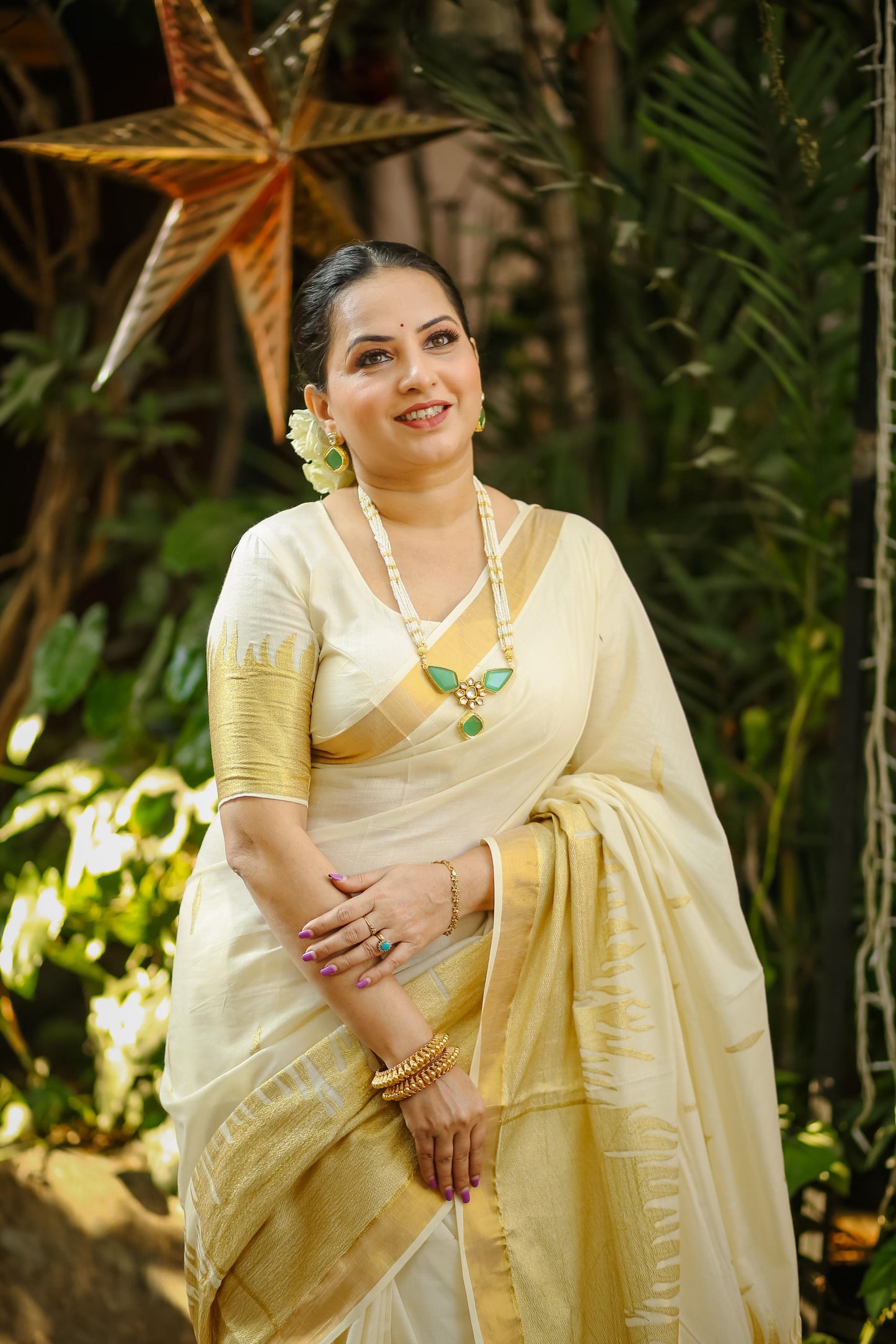 Anchor Fire Embroidery Saree