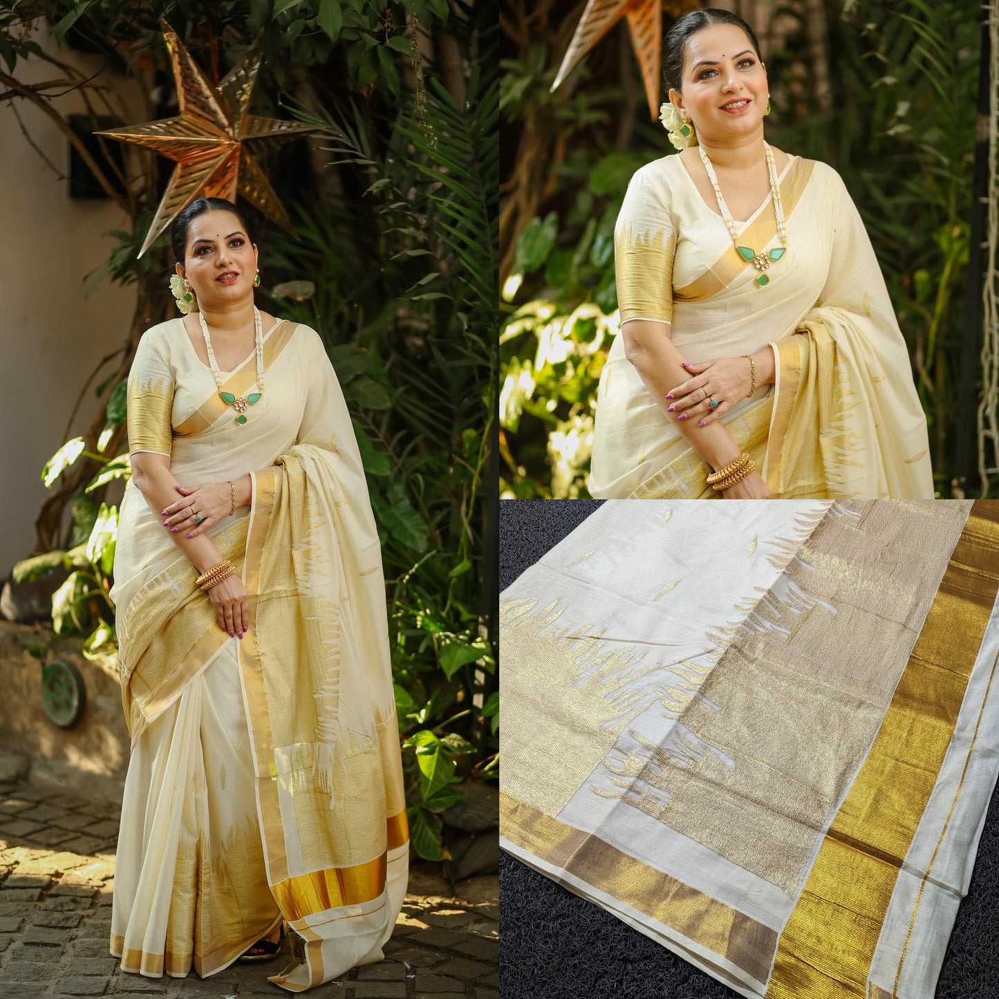 Anchor Fire Embroidery Saree
