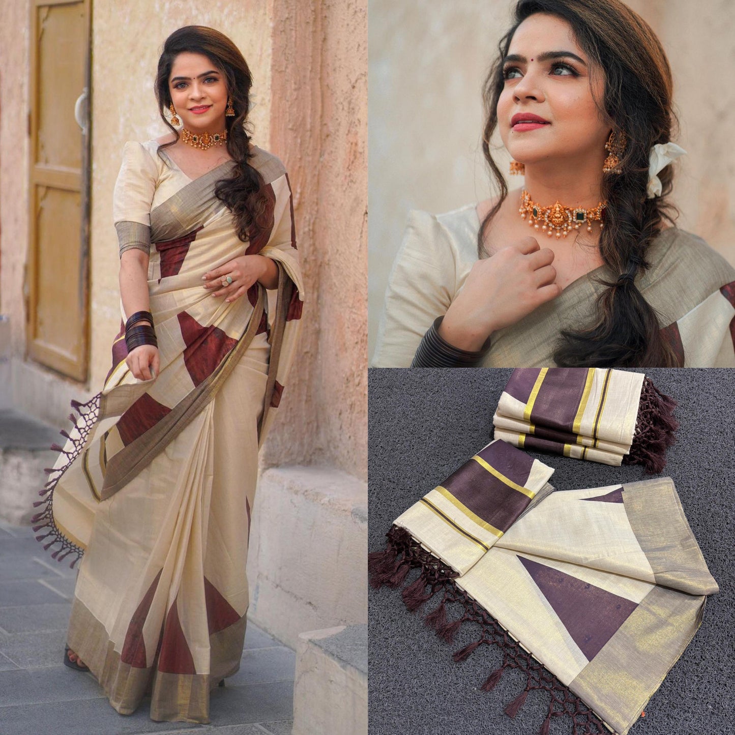 Anchor Coffe brown Triangle Saree