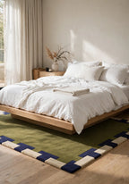NORI - Olive & Indigo Puzzle Border Rug
